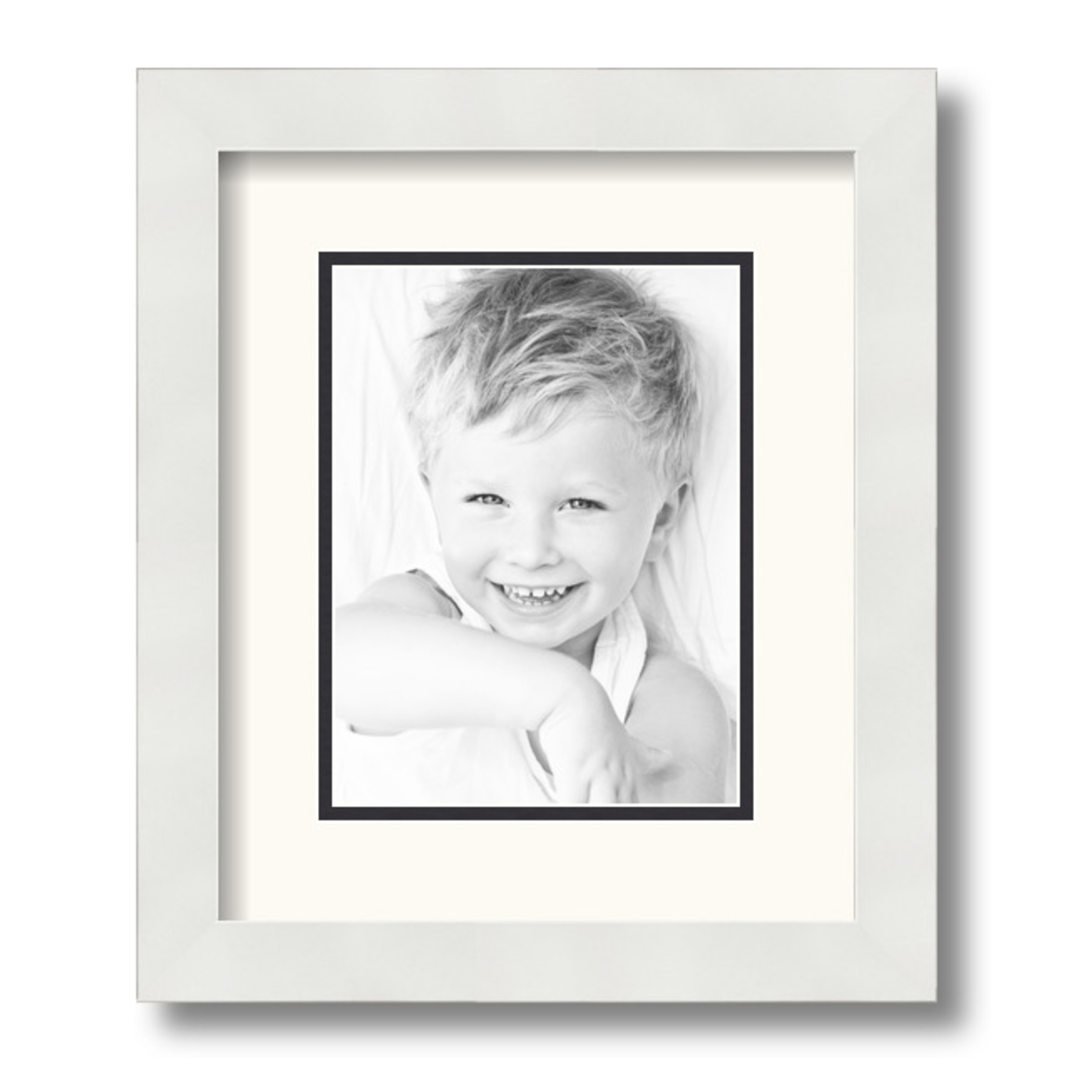 ArtToFrames 10x12 Matted Picture Frame with 6x8 Inch Double Mat Opening Framed in 1.25 Satin White Frame and 2 White and Black Mats. by ArtToFrames