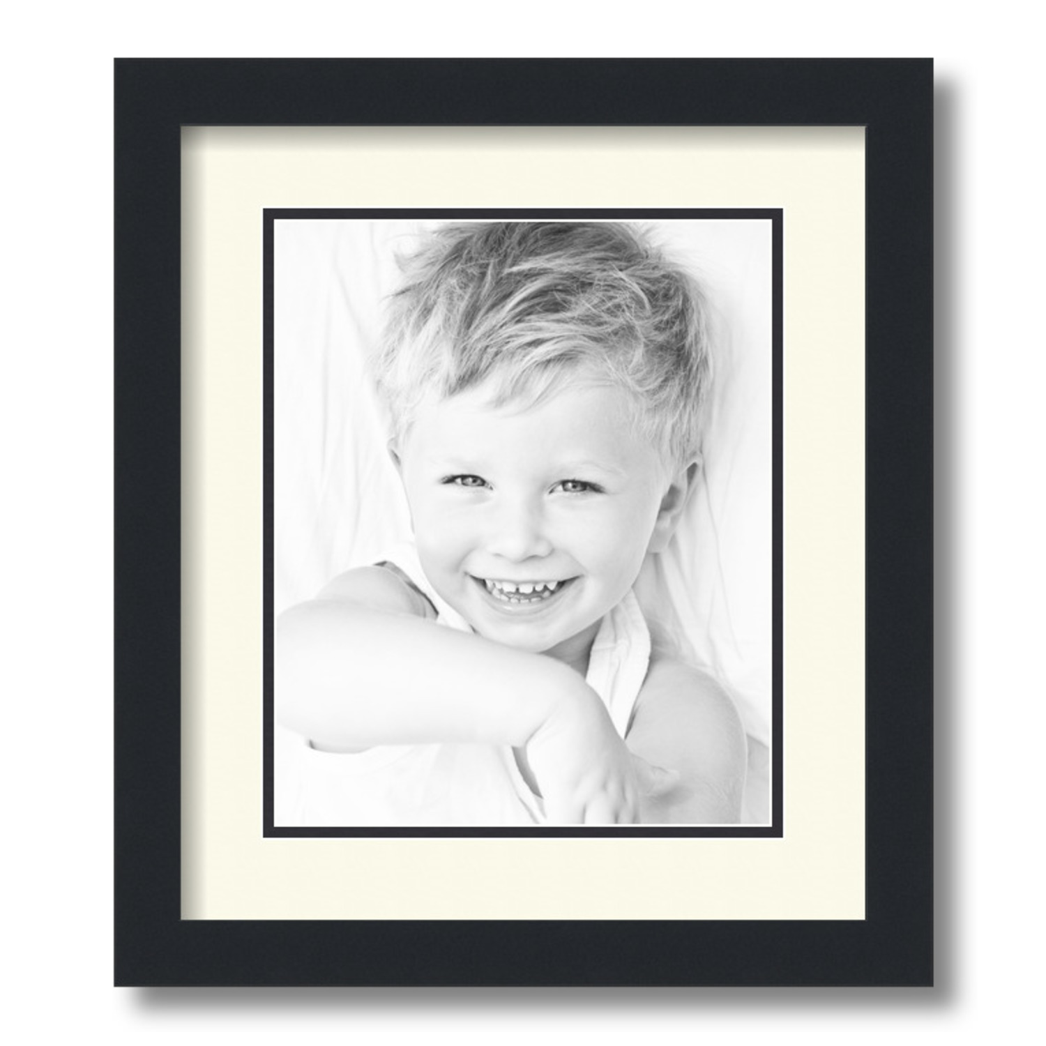 ArtToFrames 12.5x15 Matted Picture Frame with 8.5x11 Inch Double Mat Opening Framed in 1.25 Satin Black and 2 Brilliant White and Black Mats