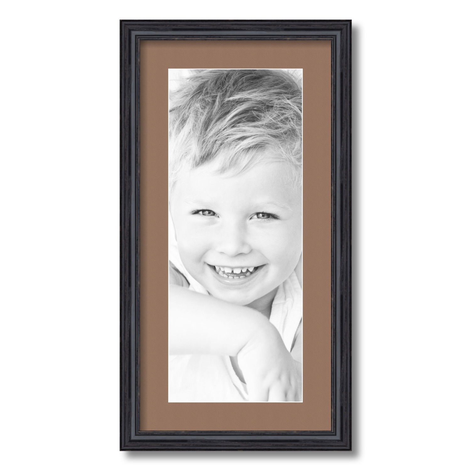 ArtToFrames Matted 12x24 Black Picture Frame with 2" Mat, 8x20 Opening 4083