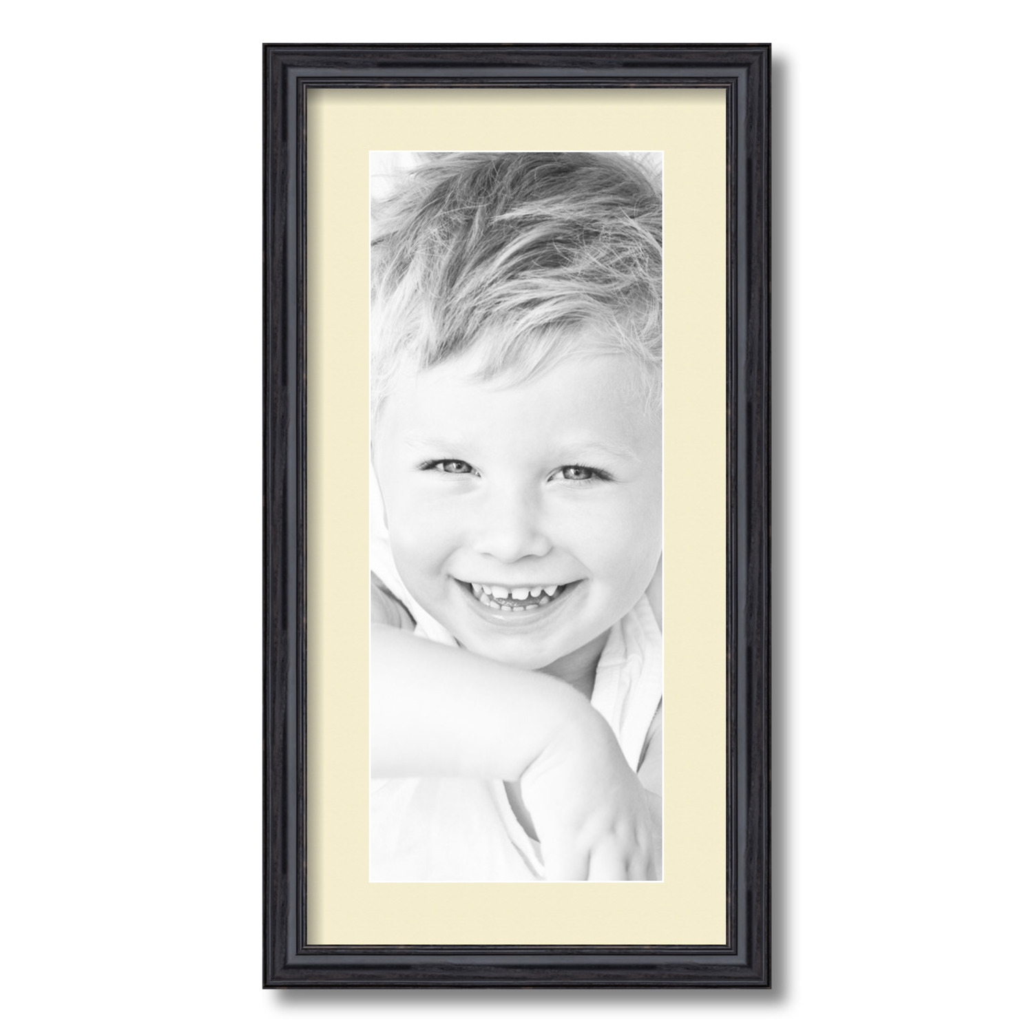 ArtToFrames Matted 12x24 Black Picture Frame with 2" Mat, 8x20 Opening 4083