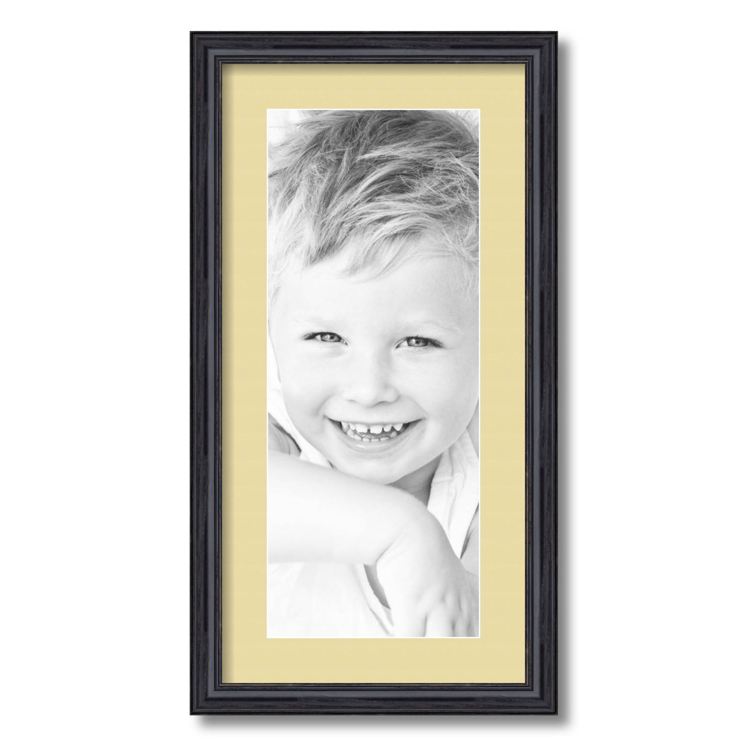 ArtToFrames Matted 12x24 Black Picture Frame with 2" Mat, 8x20 Opening 4083