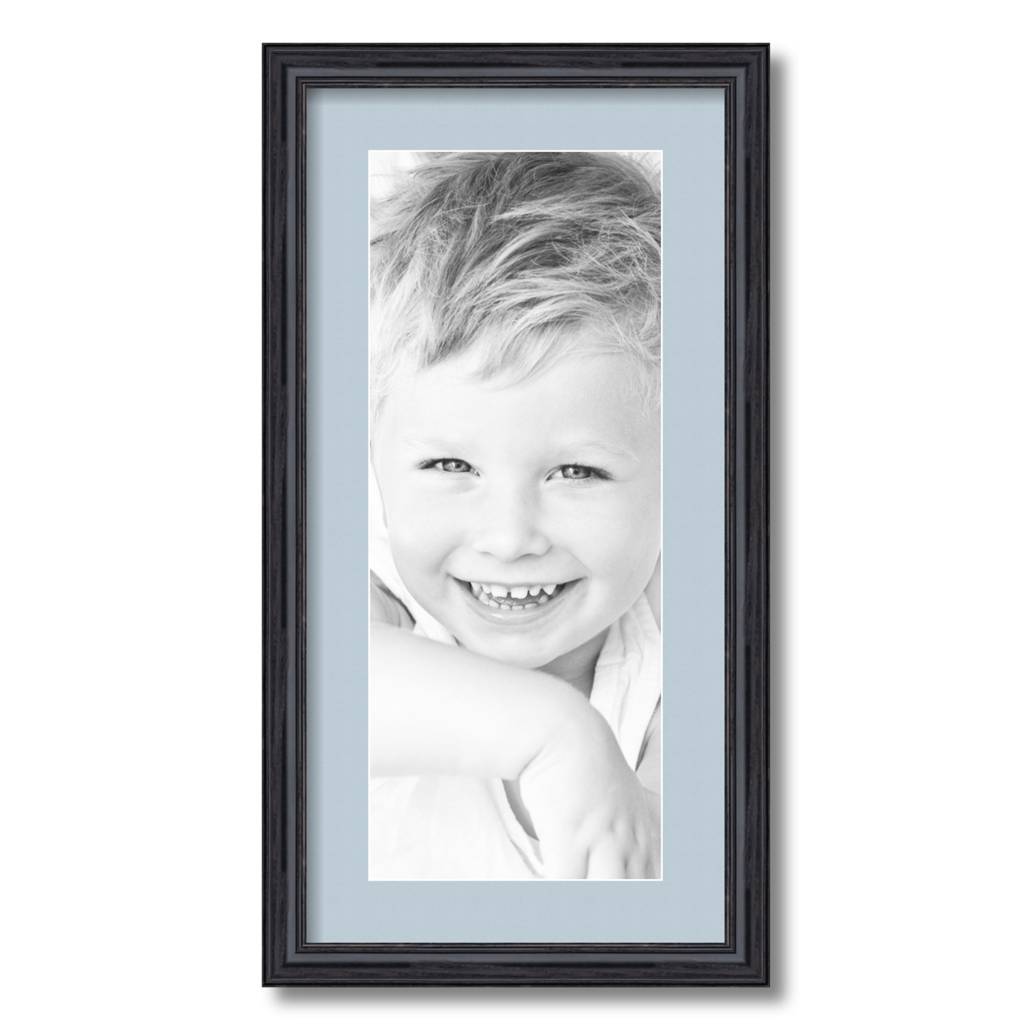 ArtToFrames Matted 12x24 Black Picture Frame with 2" Mat, 8x20 Opening 4083