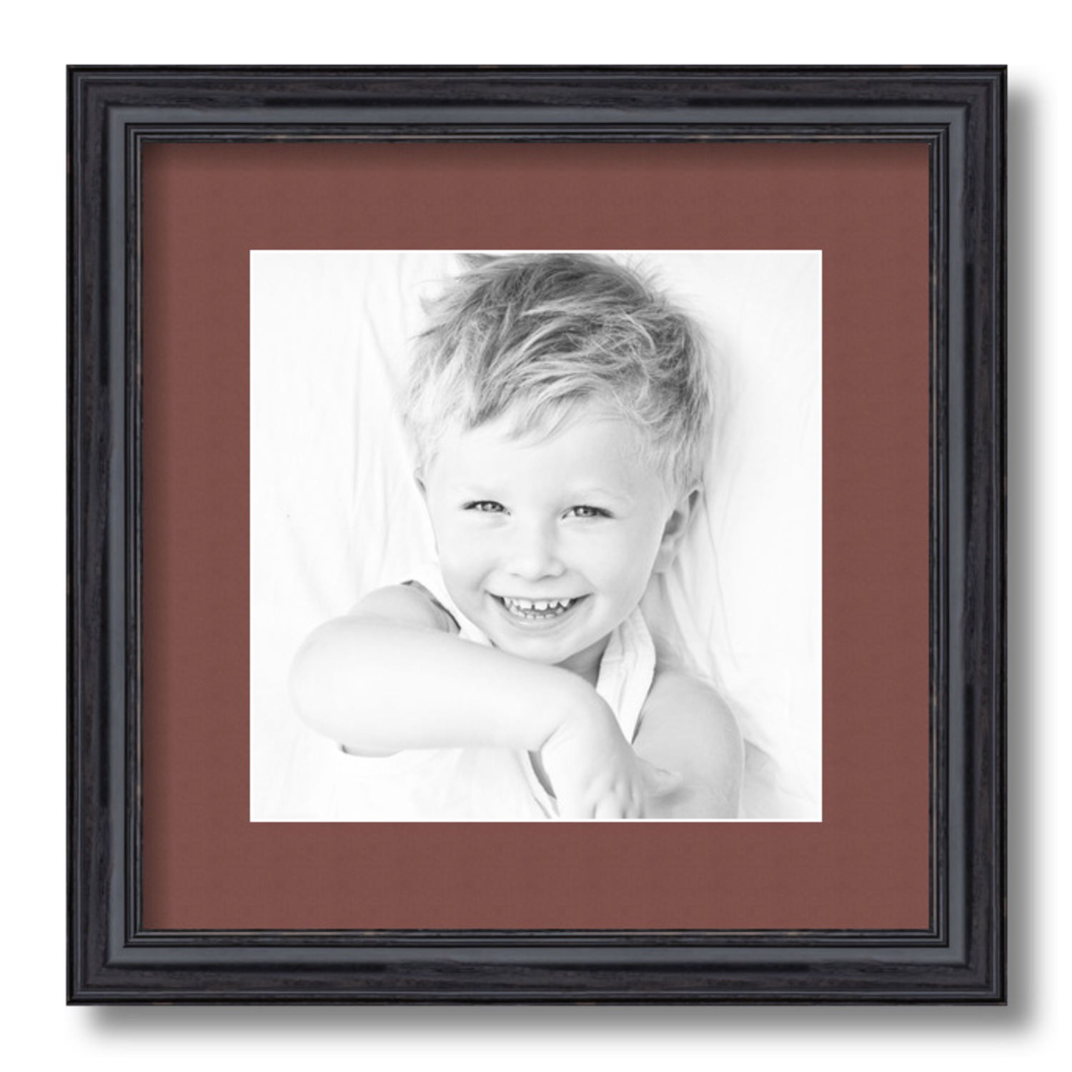 ArtToFrames Matted 13x13 Black Picture Frame with 2" Mat, 9x9 Opening 4083